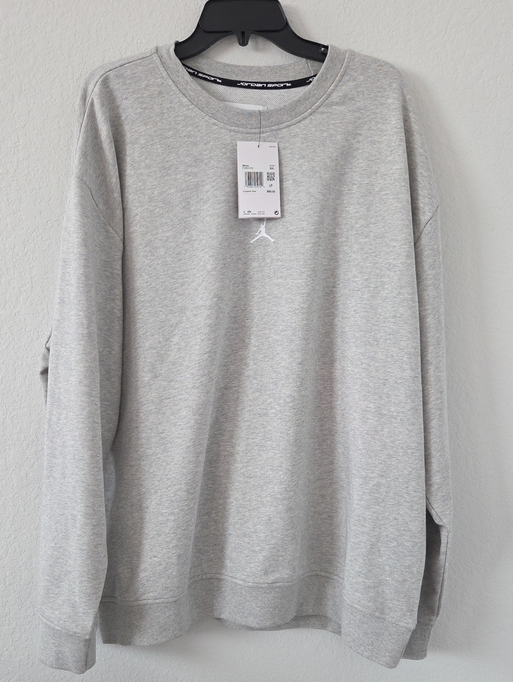 Jordan Crewneck Sweatshirt - Light Heather Gray Men XXL Dri-fit New Basketball